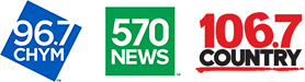 96.7 CHYM FM/570 News/Country 106.7 FM logos